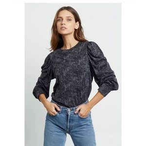 Rails Charcoal Snakeskin Puff-Sleeve Blouse